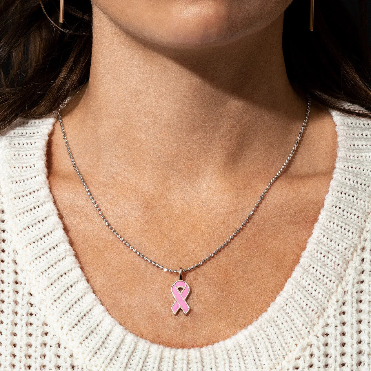 14K Customizable Gold and Enamel Cancer Awareness Ribbon