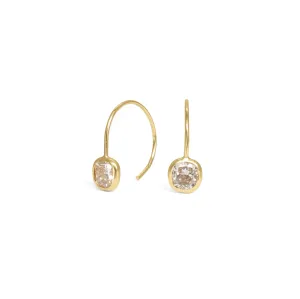 18K Thread Through Earrings with Cushion Cut Diamonds