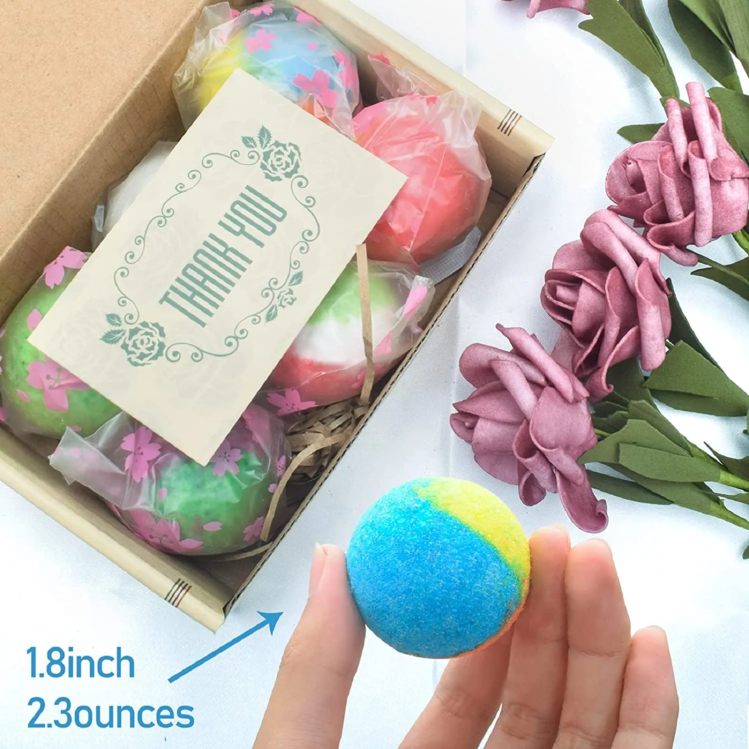 24 Organic Natural Bath Bombs, Handmade Bubble Bath Gift Set