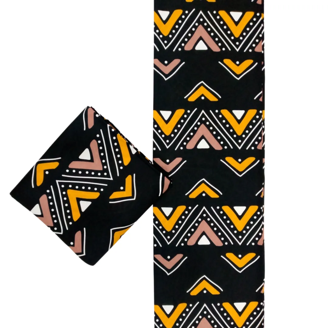 Black with Yellow and Pink Tribal African Print  - CA291