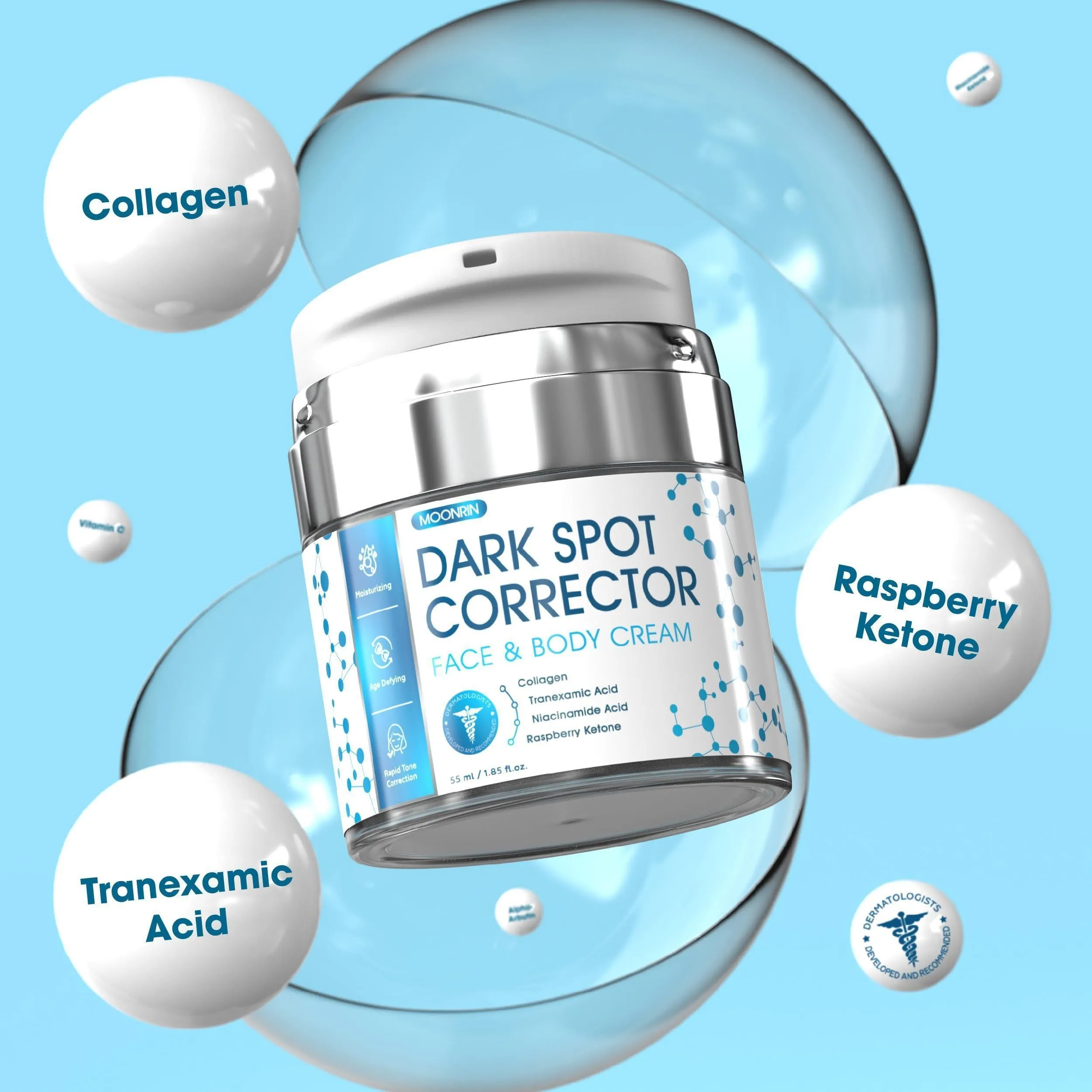 Dark Spot Remover for Face Body 1.85 fl oz 55 ml Moisturizing Skin with Collagen