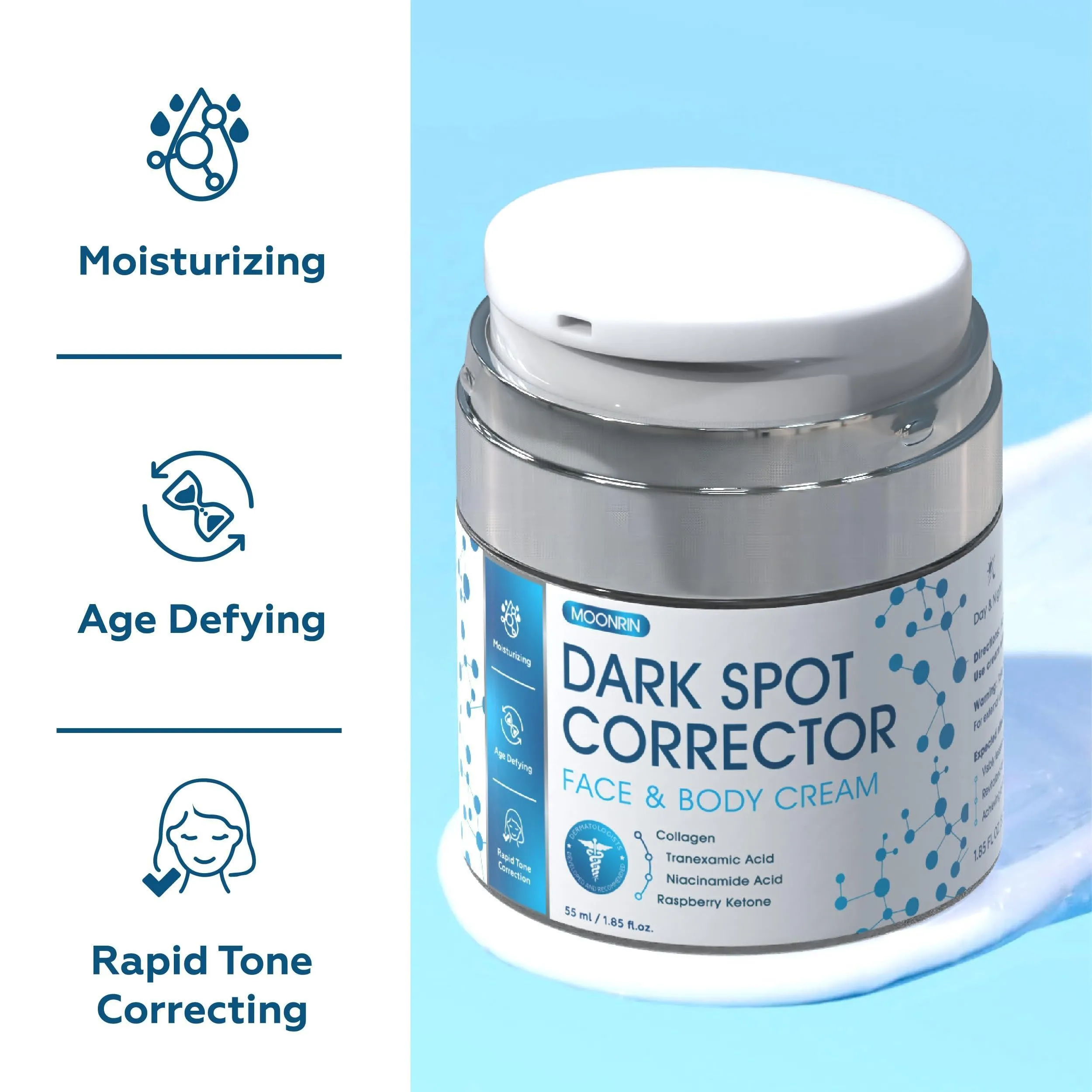 Dark Spot Remover for Face Body 1.85 fl oz 55 ml Moisturizing Skin with Collagen