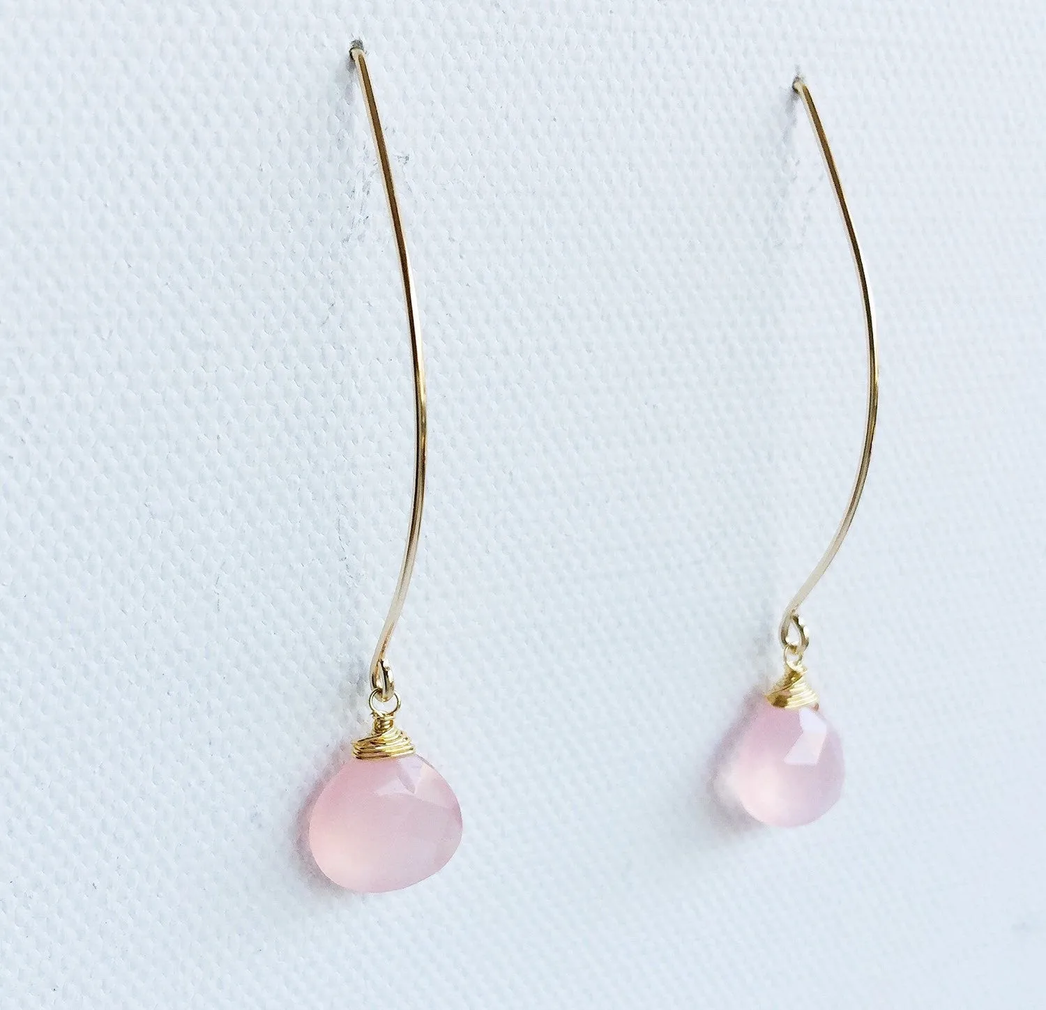 Earrings Kalena - Pink chalcedony  (E251)