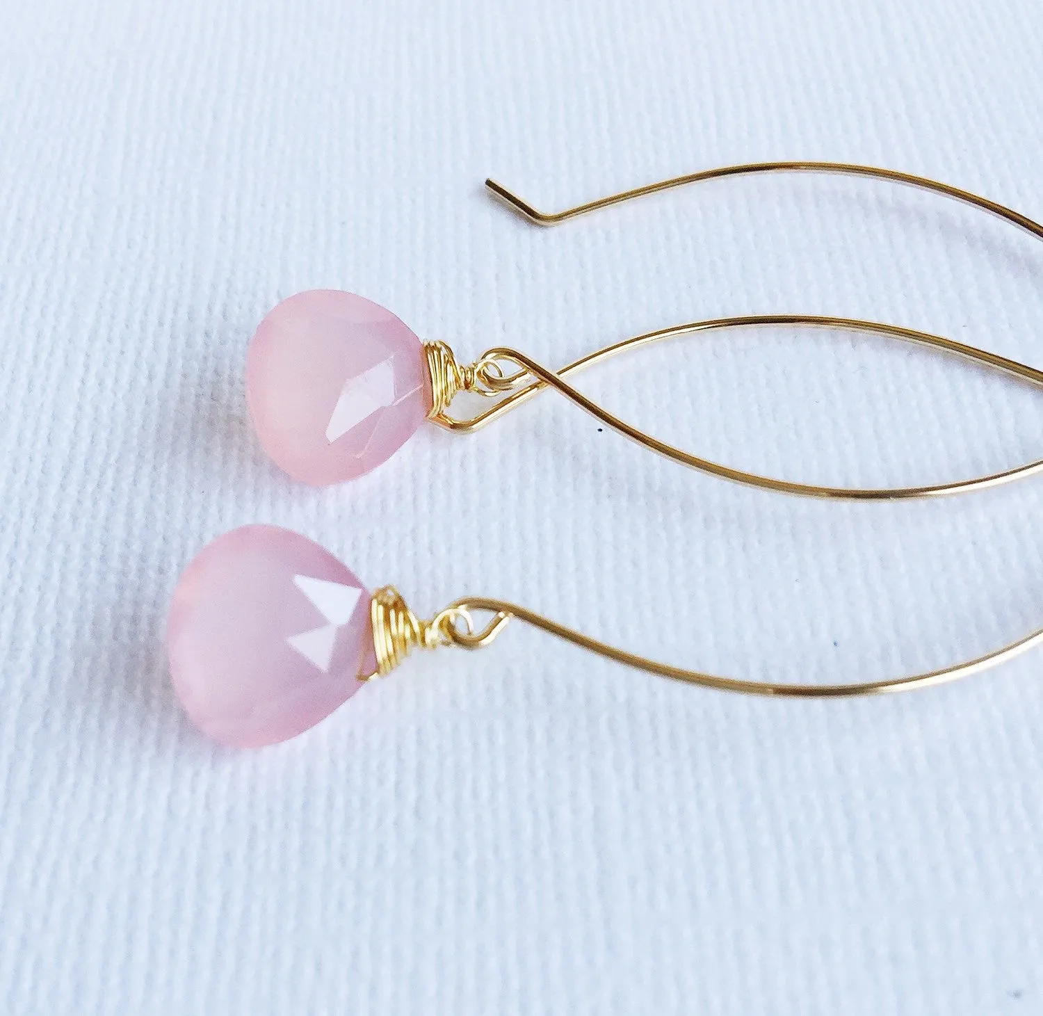 Earrings Kalena - Pink chalcedony  (E251)