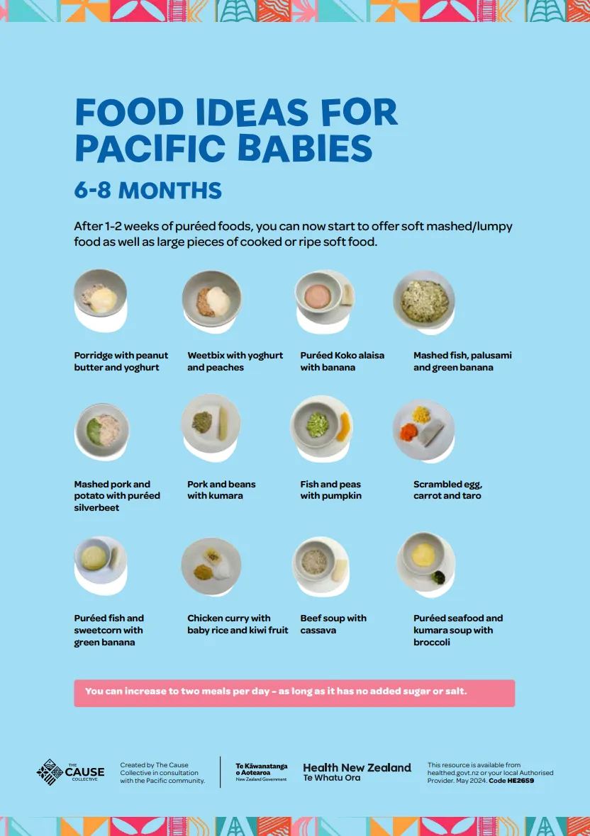 Food ideas for Pacific babies 6-8 months English HE2659