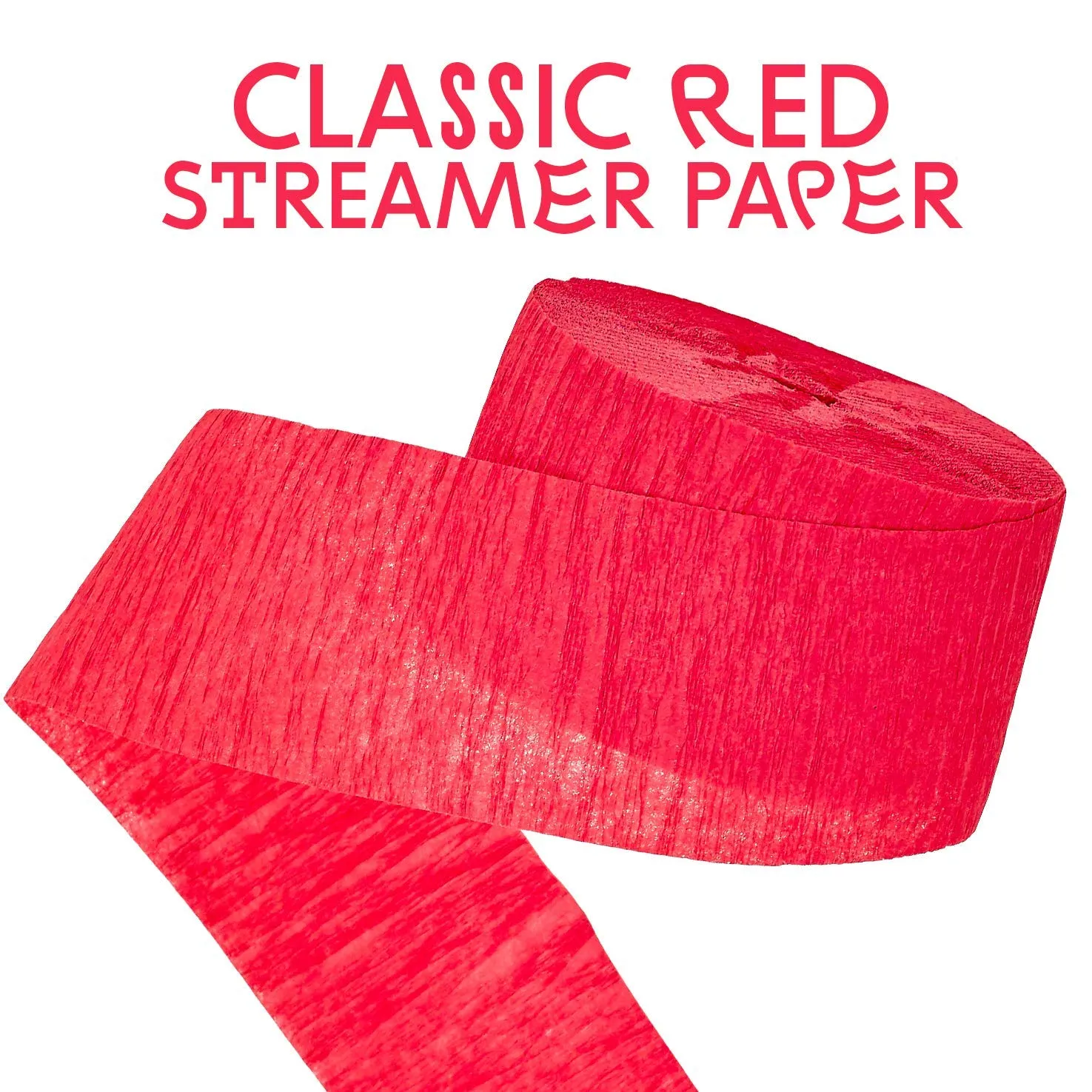 Kicko Classic Red Crepe Streamers - 2 Pack, 162 Feet x 1.75 Inches - for Kids, Party