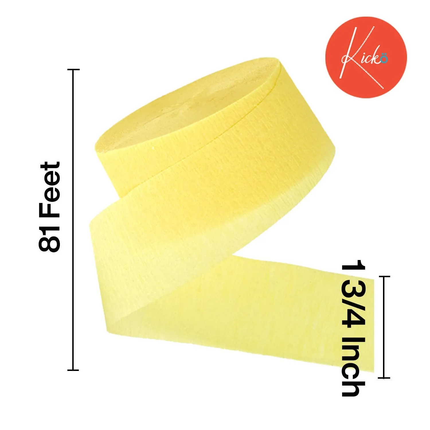 Kicko Light Yellow Streamers - 2 Pack - Crepe Streamers for Kids, Party Favors, Family