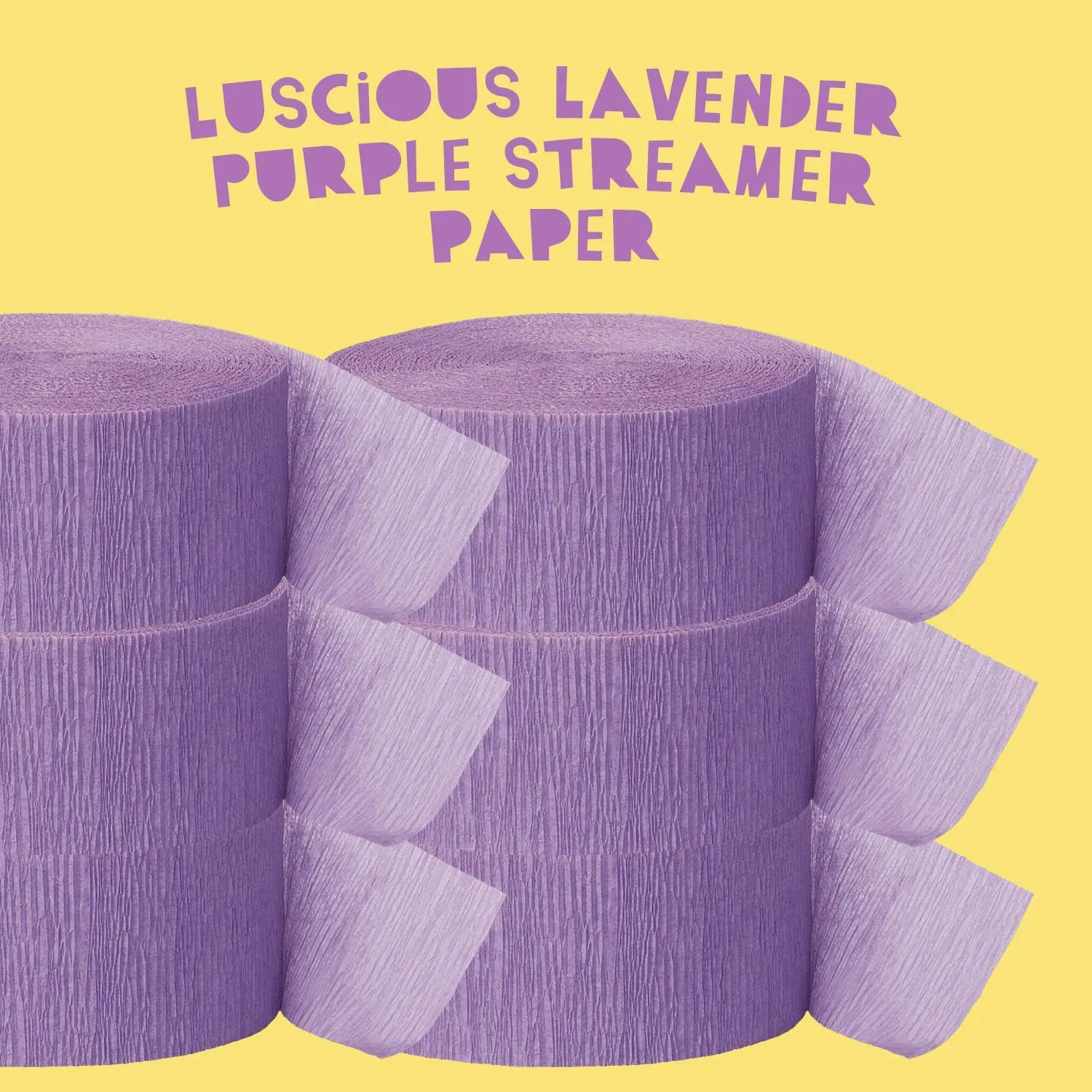 Kicko Purple Crepe Streamers - 6 Pack, 162 Feet x 1.75 Inches - for Kids, Party Favors