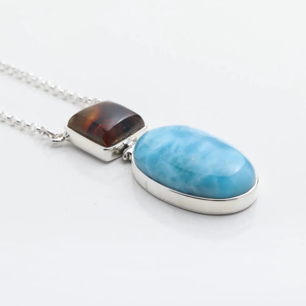 Larimar Amber Necklace Lanah