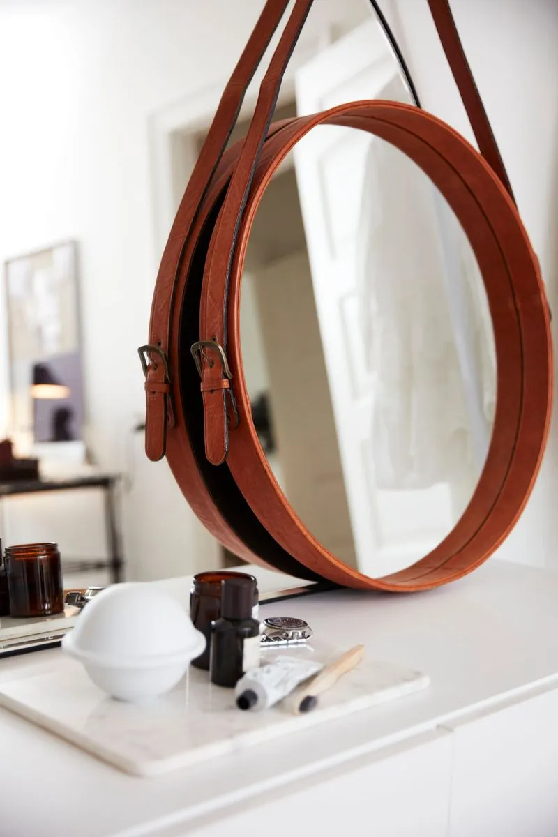 Leather Mirror | D60 cm