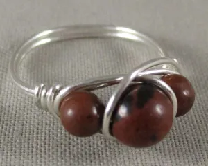 Mahogany Obsidian Wire Wrapped Ring 1pc (Custom Sizes)