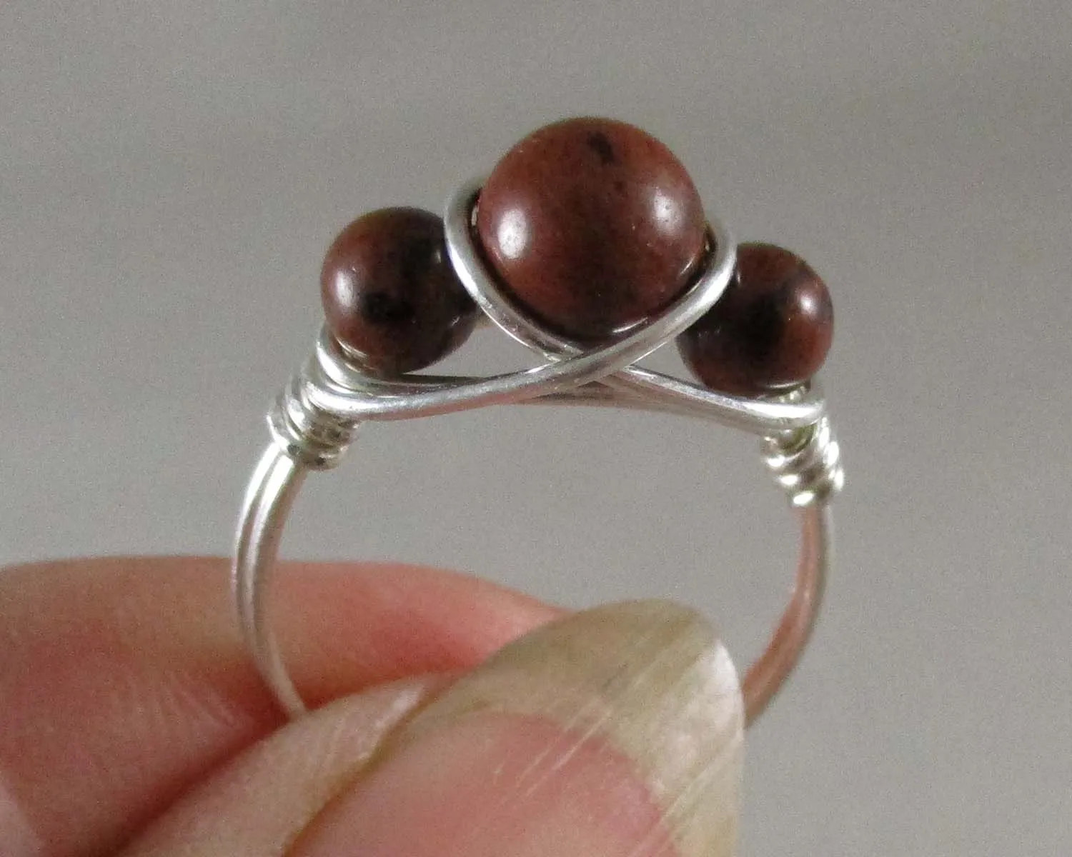 Mahogany Obsidian Wire Wrapped Ring 1pc (Custom Sizes)