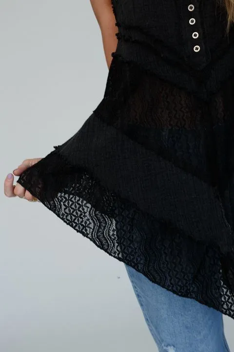 Melbourne Sleeveless Lace Top - Black