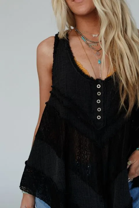 Melbourne Sleeveless Lace Top - Black