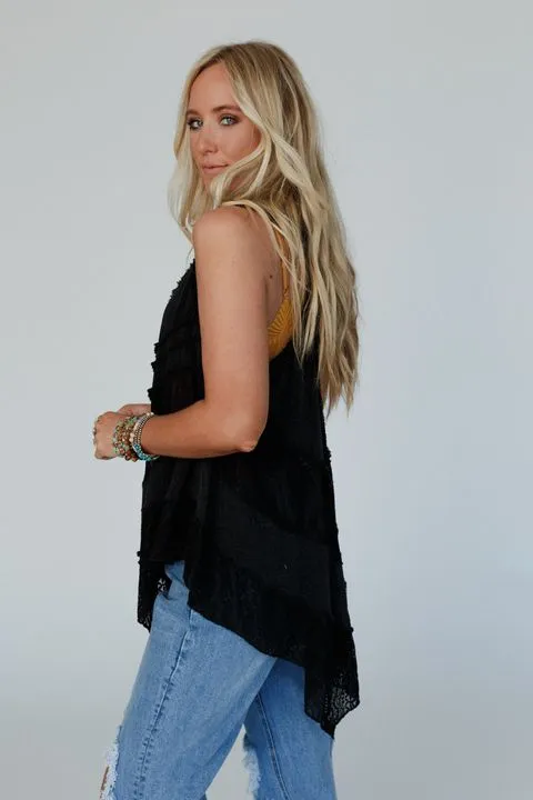 Melbourne Sleeveless Lace Top - Black