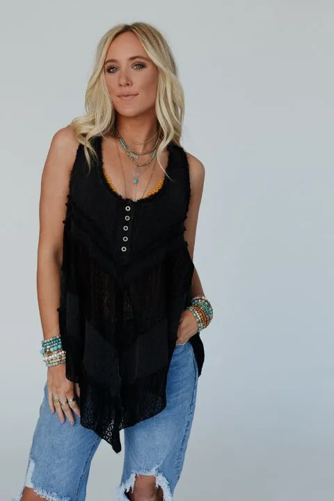 Melbourne Sleeveless Lace Top - Black