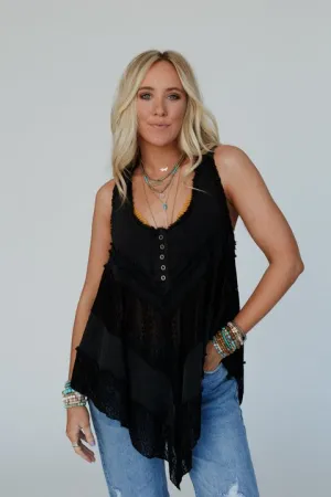 Melbourne Sleeveless Lace Top - Black