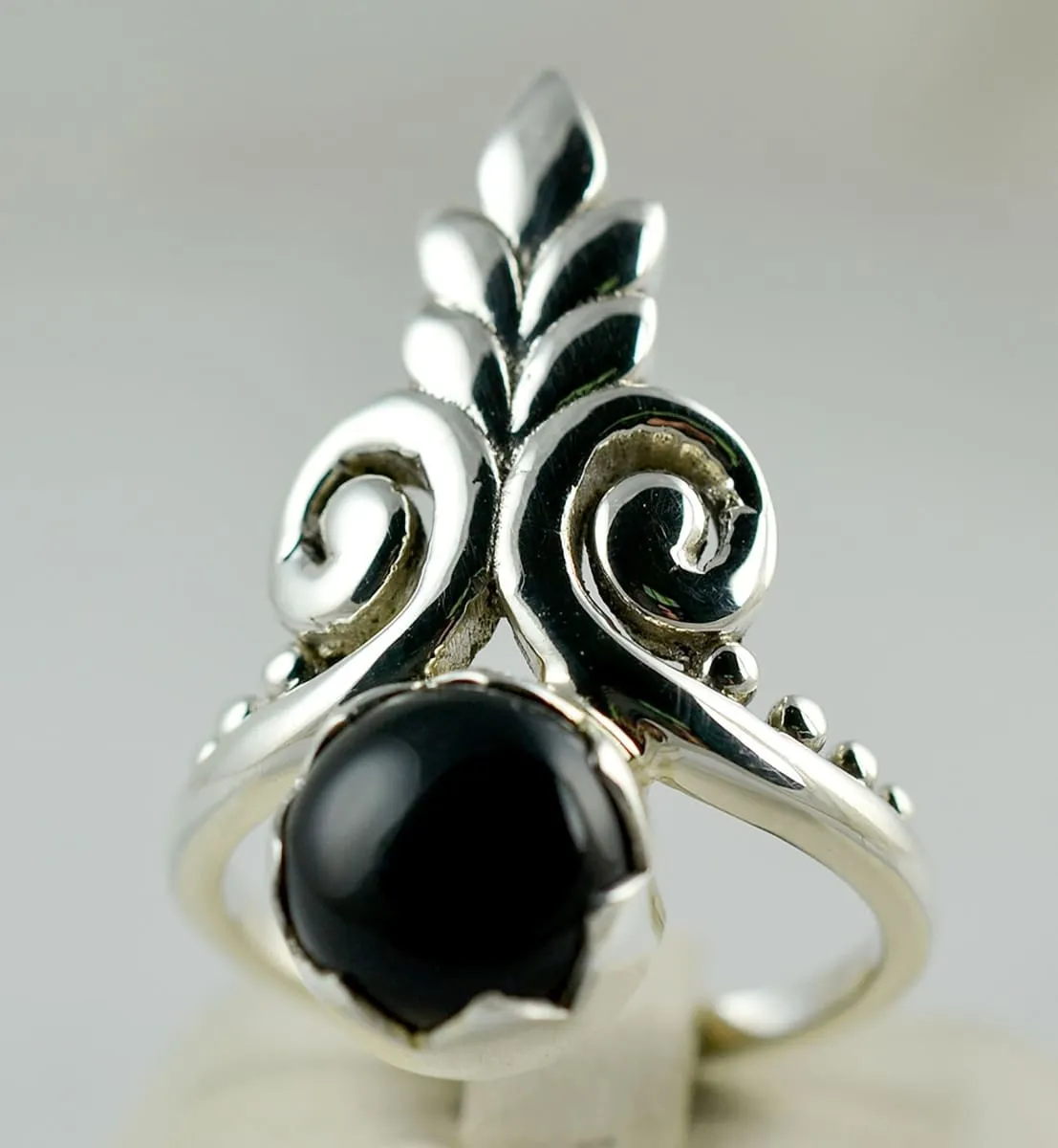 Natural Black Onyx 925 Solid Sterling Silver Handmade Ring, Size 3 to 14 US