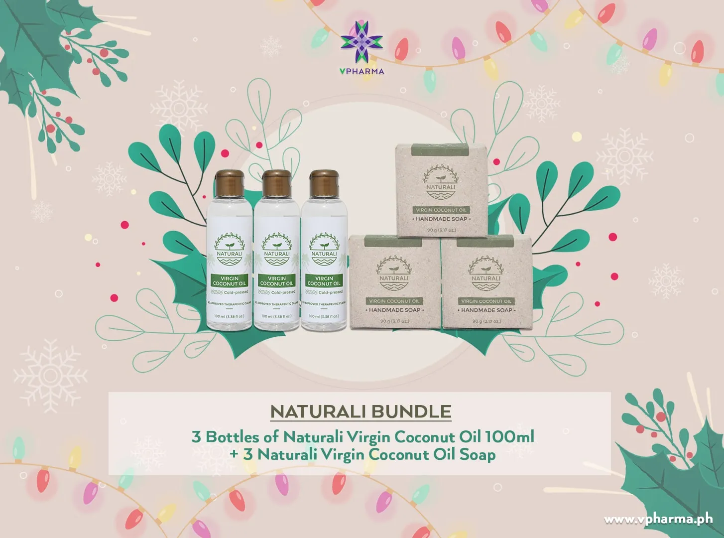 Naturali bundle: 3 VCO 100ml   3 VCO soap