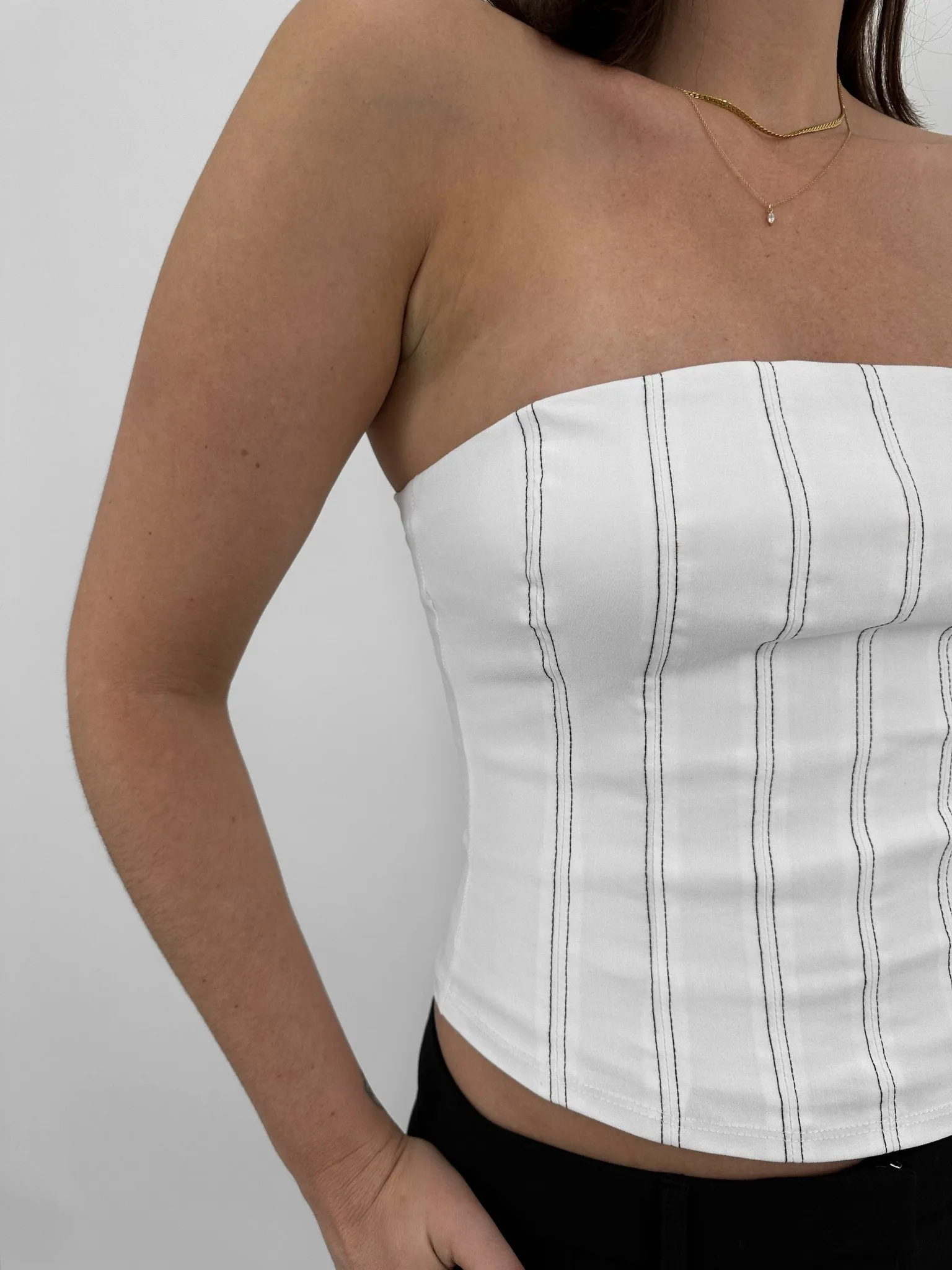 Pinstripe Structured Tube Top