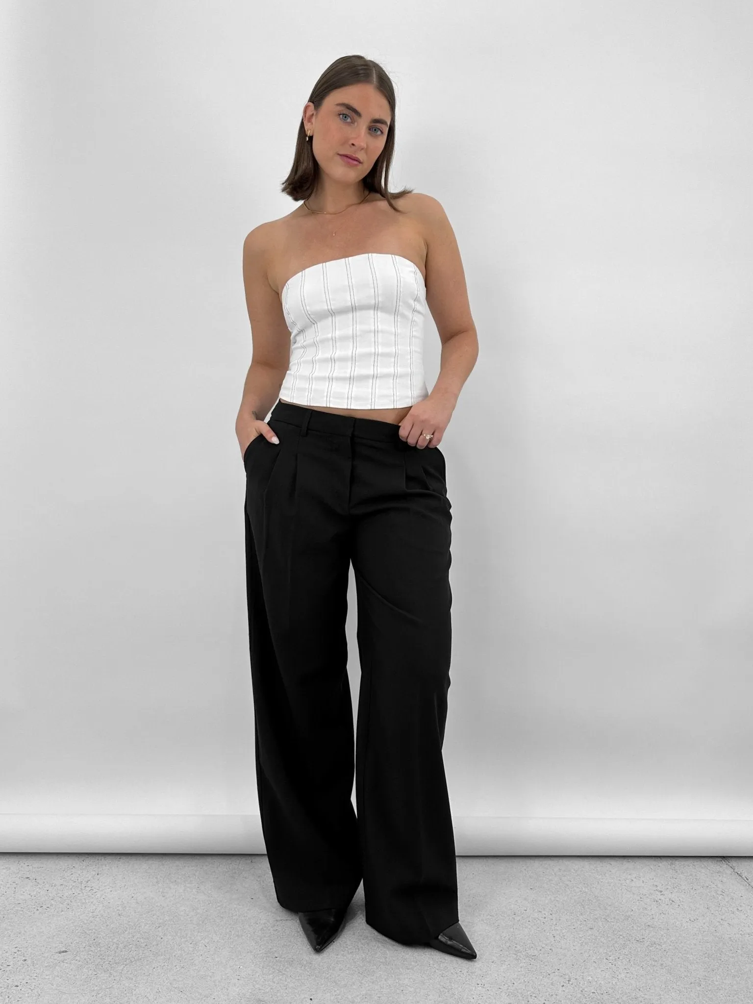 Pinstripe Structured Tube Top