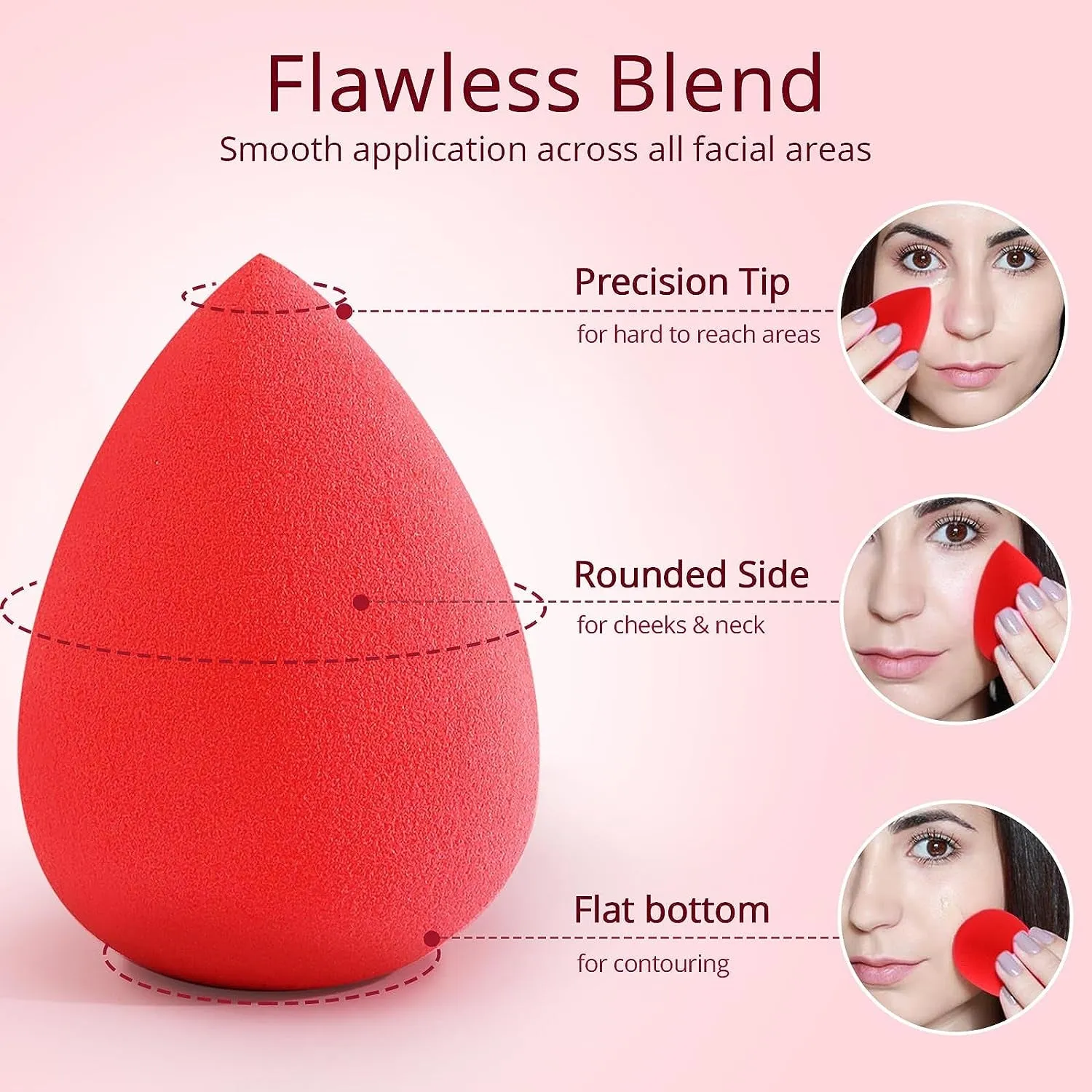 Spring 5 Pcs Makeup Sponges Set, Latex-Free, High-Density Wonder Blender Perfect for Liquid