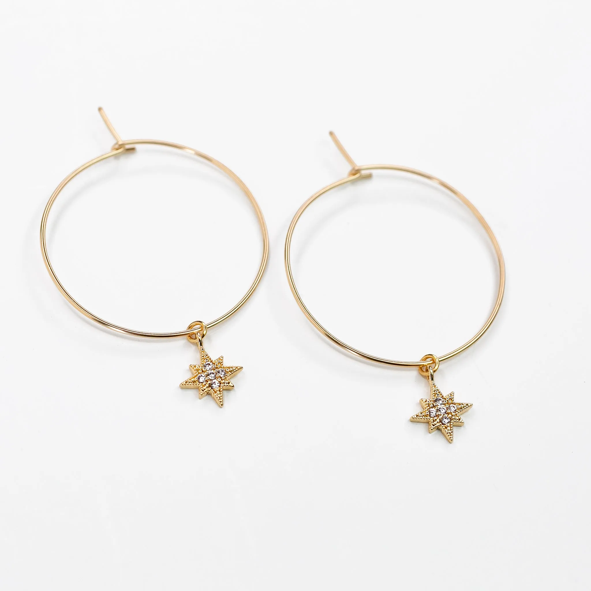 Twinkling Pavé Star Weightless Hoop Earrings