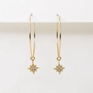 Twinkling Pavé Star Weightless Hoop Earrings