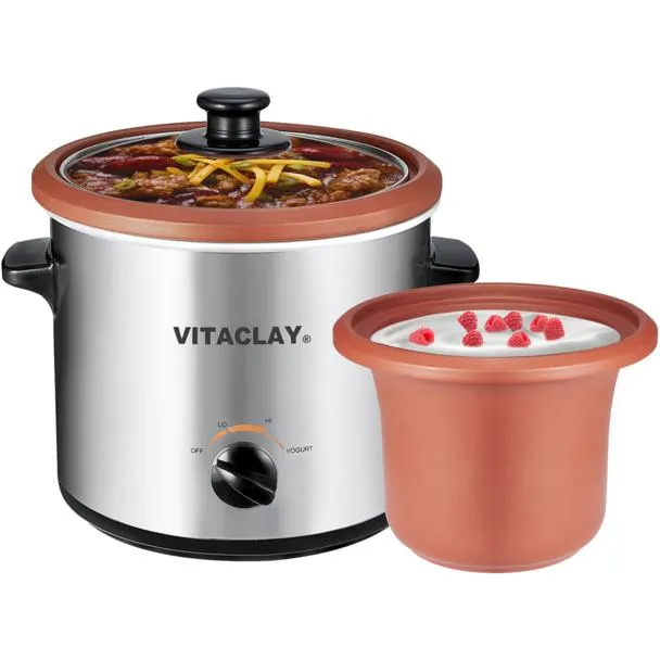 VitaClay VS7600-2C Organic 2-in-1 Slow Cooker and Yogurt Maker, 2-Qt