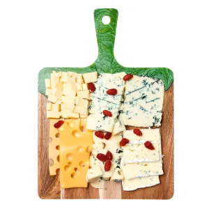 Wood Board With Resin Shaft - Charcuterie Boards For Bread, Meat, Cheese, Fruits